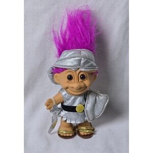RUSS Troll‎ Doll Pink Purple Hair Brown Eyes Gladiator Soldier Knight 1990 Vnt